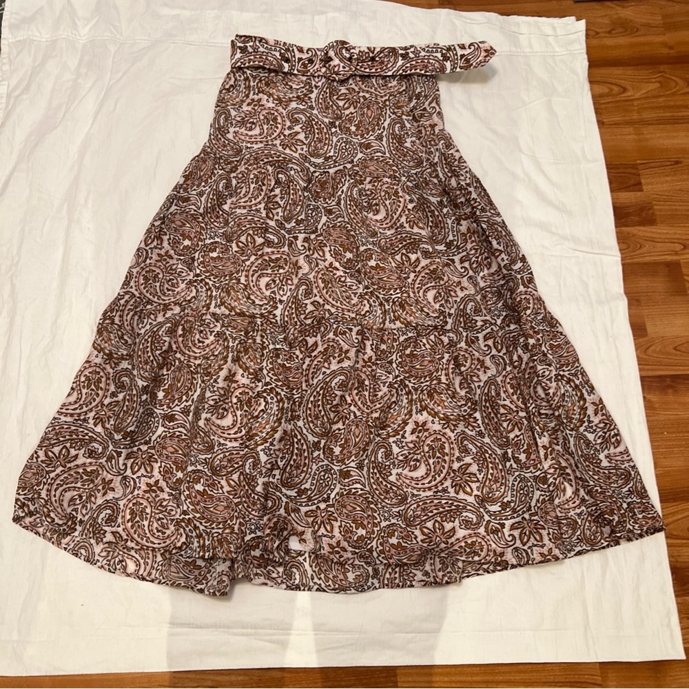 MINKPINK Women’s Skirt L Paisley Boho Lined Maxi  Viscose Side Zip Elastic Waist - Picture 5 of 9